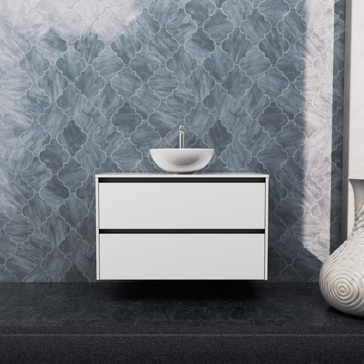 Inda - Mobile bagno L.100 con lavabo in appoggio / Bianco lucido 2 cassetti - Smeraldo