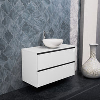 Inda - Mobile bagno L.100 con lavabo in appoggio / Bianco lucido 2 cassetti - Smeraldo