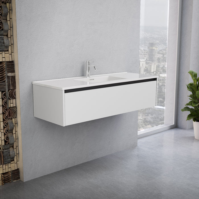 Inda - Mobile bagno L.120 con lavabo lucido / Bianco opaco 1 cassetto - Smeraldo