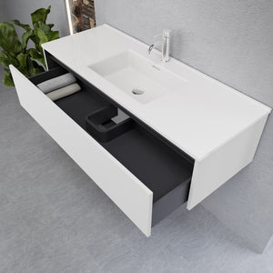 Inda - Mobile bagno L.120 con lavabo lucido / Bianco opaco 1 cassetto - Smeraldo