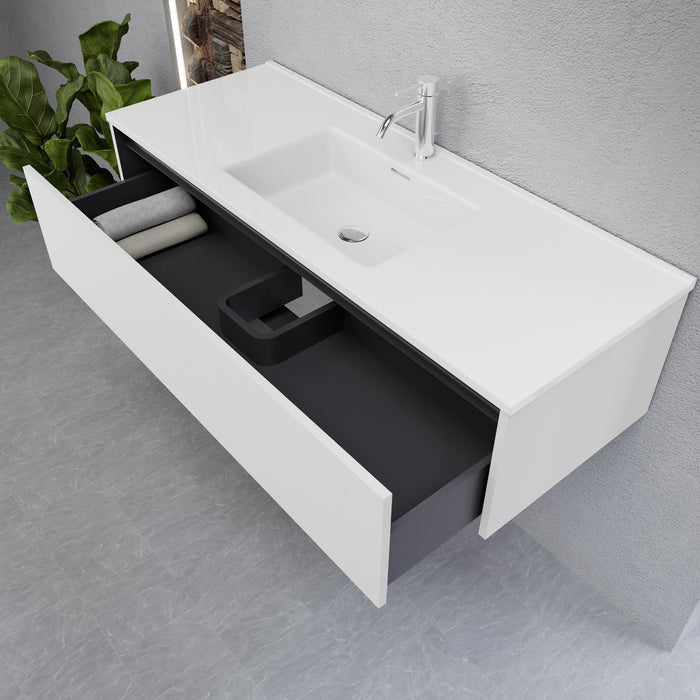 Inda - Mobile bagno L.120 con lavabo lucido / Bianco opaco 1 cassetto - Smeraldo
