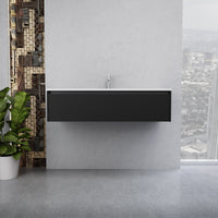 Inda - Mobile bagno L.120 con lavabo lucido / Nero opaco 1 cassetto - Smeraldo