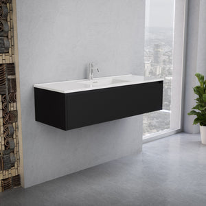 Inda - Mobile bagno L.120 con lavabo lucido / Nero opaco 1 cassetto - Smeraldo
