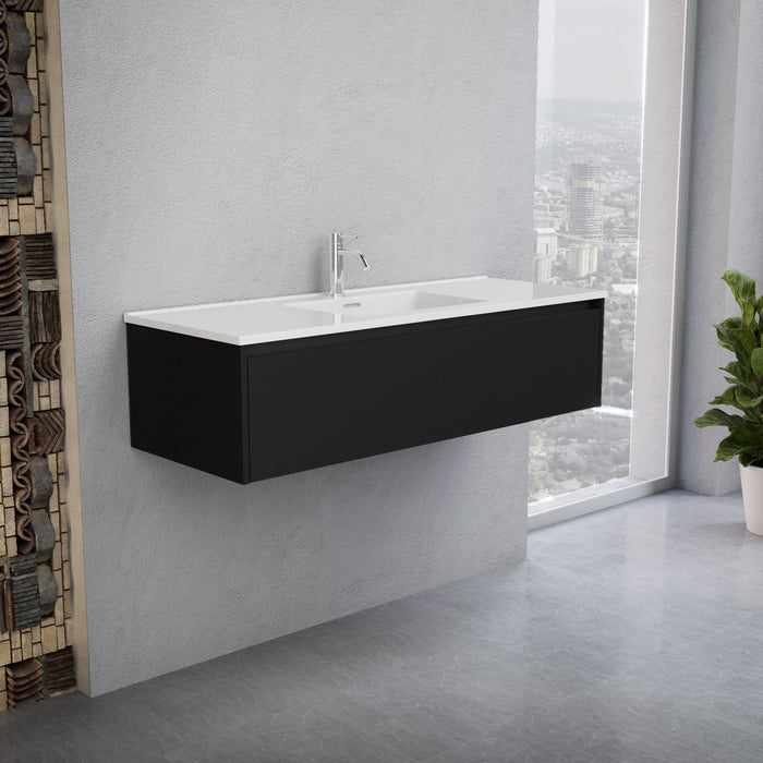 Inda - Mobile bagno L.120 con lavabo lucido / Nero opaco 1 cassetto - Smeraldo