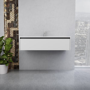 Inda - Mobile bagno L.120 con lavabo lucido / Bianco lucido 1 cassetto - Smeraldo