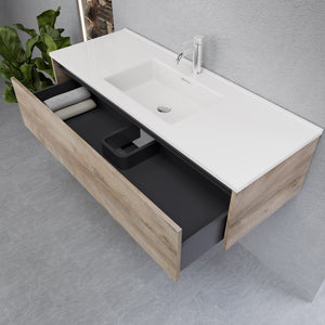 Inda - Mobile bagno L.120 con lavabo lucido / Rovere naturale 1 cassetto - Smeraldo