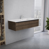 Inda - Mobile bagno L.120 con lavabo lucido / Rovere castano 1 cassetto - Smeraldo