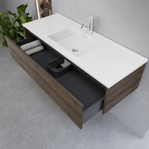 Inda - Mobile bagno L.120 con lavabo lucido / Rovere castano 1 cassetto - Smeraldo