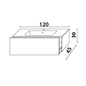 Inda - Mobile bagno L.120 con lavabo opaco / Bianco opaco 1 cassetto - Smeraldo