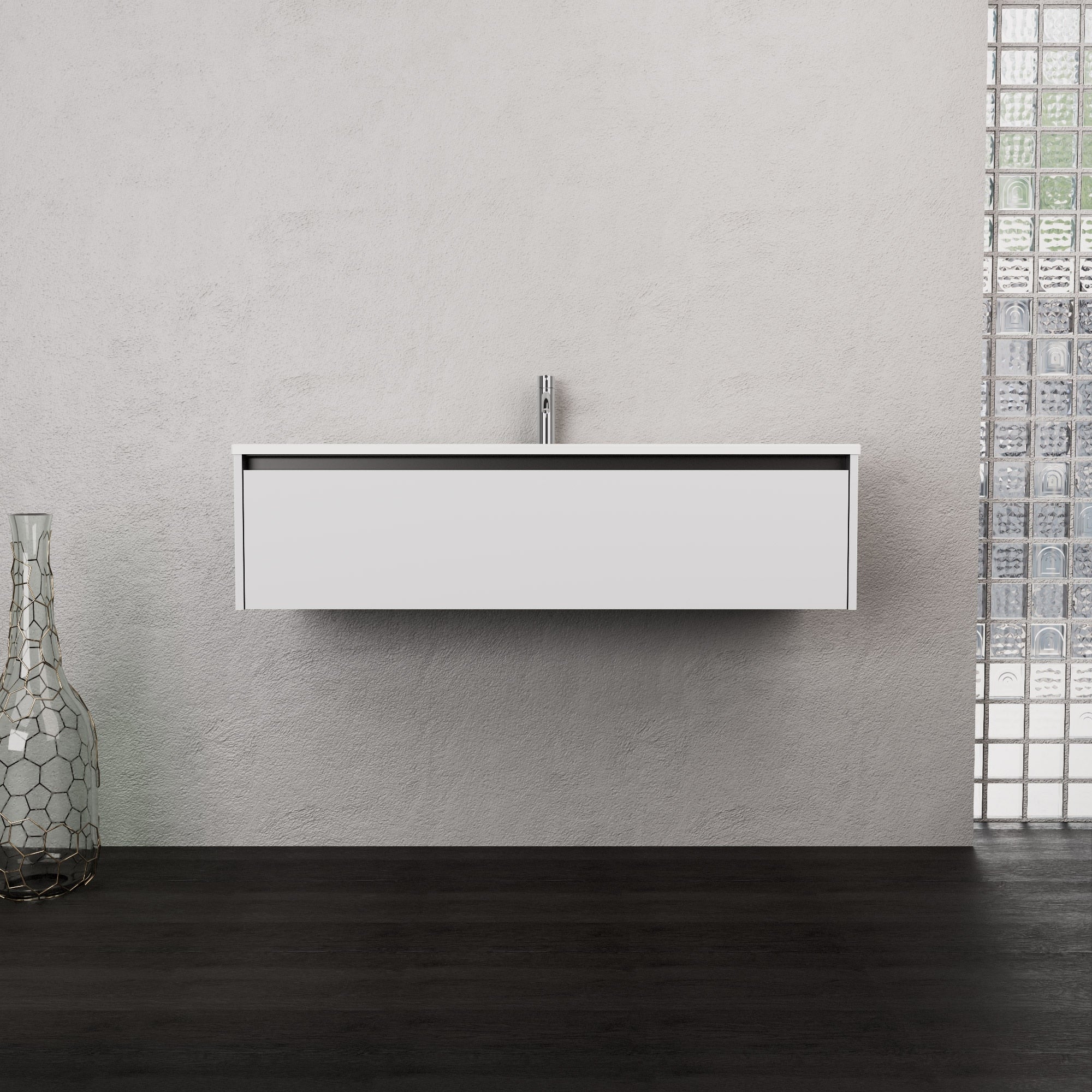 Inda - Mobile bagno L.120 con lavabo opaco / Bianco opaco 1 cassetto - Smeraldo