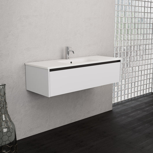 Inda - Mobile bagno L.120 con lavabo opaco / Bianco opaco 1 cassetto - Smeraldo
