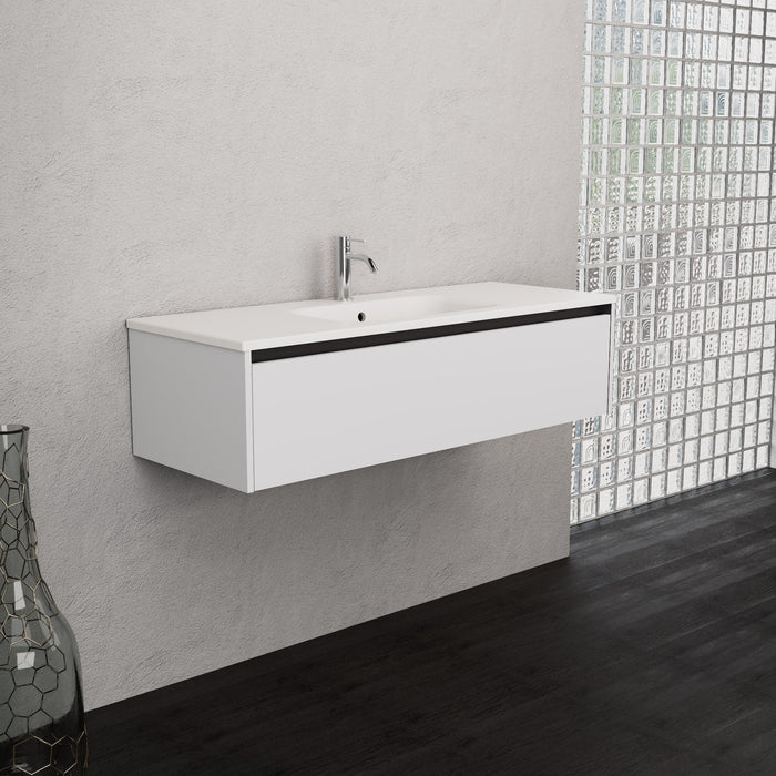 Inda - Mobile bagno L.120 con lavabo opaco / Bianco opaco 1 cassetto - Smeraldo