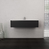 Inda - Mobile bagno L.120 con lavabo opaco / Nero opaco 1 cassetto - Smeraldo