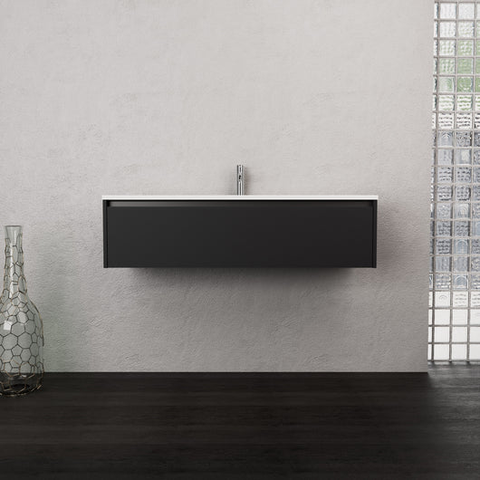 Inda - Mobile bagno L.120 con lavabo opaco / Nero opaco 1 cassetto - Smeraldo