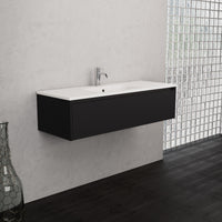 Inda - Mobile bagno L.120 con lavabo opaco / Nero opaco 1 cassetto - Smeraldo