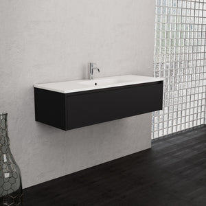 Inda - Mobile bagno L.120 con lavabo opaco / Nero opaco 1 cassetto - Smeraldo