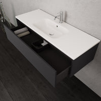 Inda - Mobile bagno L.120 con lavabo opaco / Nero opaco 1 cassetto - Smeraldo