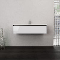 Inda - Mobile bagno L.120 con lavabo opaco / Bianco lucido 1 cassetto - Smeraldo