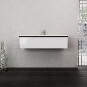 Inda - Mobile bagno L.120 con lavabo opaco / Bianco lucido 1 cassetto - Smeraldo