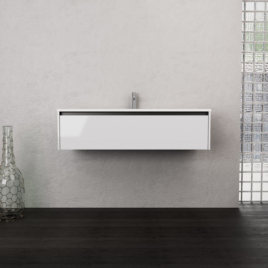 Inda - Mobile bagno L.120 con lavabo opaco / Bianco lucido 1 cassetto - Smeraldo