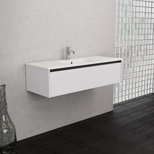Inda - Mobile bagno L.120 con lavabo opaco / Bianco lucido 1 cassetto - Smeraldo