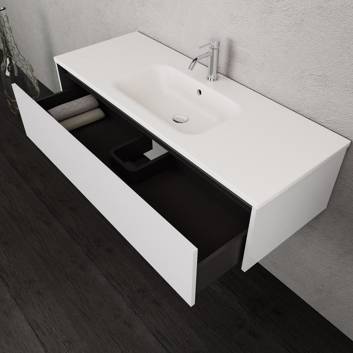 Inda - Mobile bagno L.120 con lavabo opaco / Bianco lucido 1 cassetto - Smeraldo