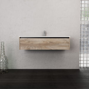 Inda - Mobile bagno L.120 con lavabo opaco / Rovere naturale 1 cassetto - Smeraldo