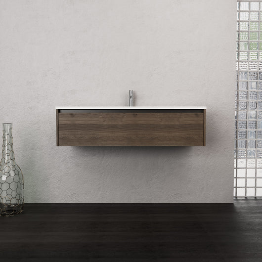 Inda - Mobile bagno L.120 con lavabo opaco / Rovere castano 1 cassetto - Smeraldo