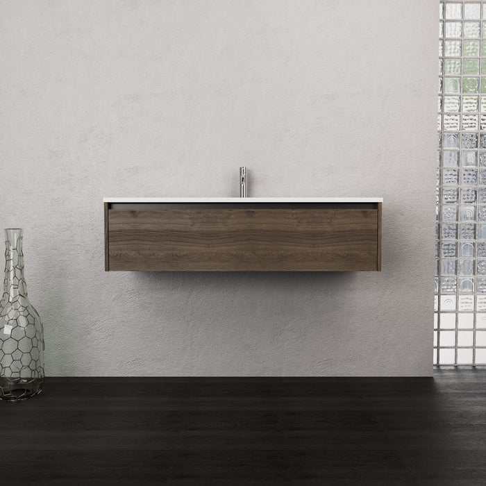 Inda - Mobile bagno L.120 con lavabo opaco / Rovere castano 1 cassetto - Smeraldo