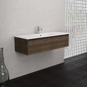 Inda - Mobile bagno L.120 con lavabo opaco / Rovere castano 1 cassetto - Smeraldo
