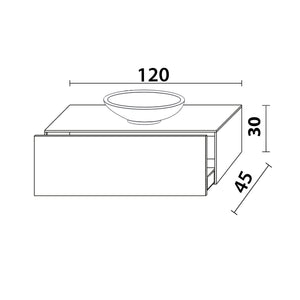 Inda - Mobile bagno L.120 con lavabo in appoggio / Nero opaco 1 cassetto - Smeraldo