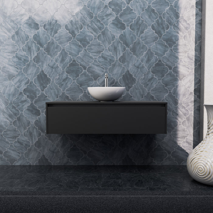 Inda - Mobile bagno L.120 con lavabo in appoggio / Nero opaco 1 cassetto - Smeraldo