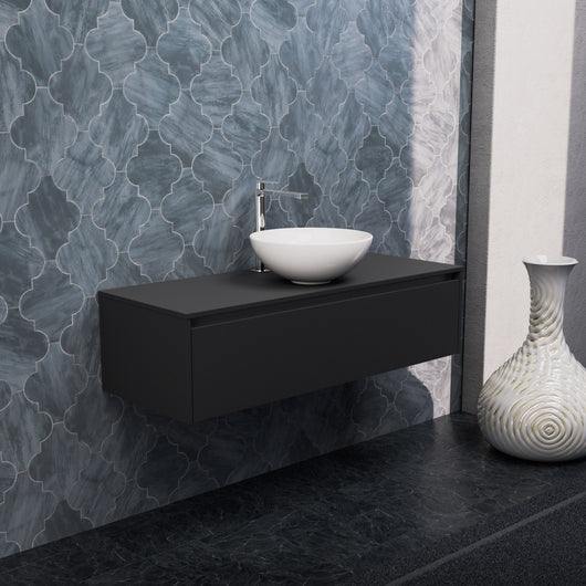 Inda - Mobile bagno L.120 con lavabo in appoggio / Nero opaco 1 cassetto - Smeraldo