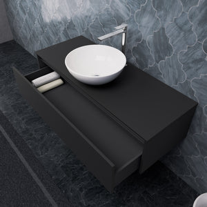 Inda - Mobile bagno L.120 con lavabo in appoggio / Nero opaco 1 cassetto - Smeraldo