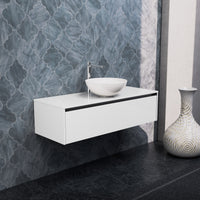 Inda - Mobile bagno L.120 con lavabo in appoggio / Bianco lucido 1 cassetto - Smeraldo