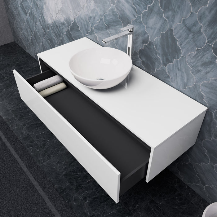 Inda - Mobile bagno L.120 con lavabo in appoggio / Bianco lucido 1 cassetto - Smeraldo