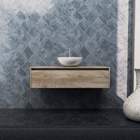 Inda - Mobile bagno L.120 con lavabo in appoggio / Rovere naturale 1 cassetto - Smeraldo