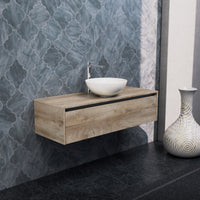 Inda - Mobile bagno L.120 con lavabo in appoggio / Rovere naturale 1 cassetto - Smeraldo