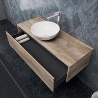 Inda - Mobile bagno L.120 con lavabo in appoggio / Rovere naturale 1 cassetto - Smeraldo