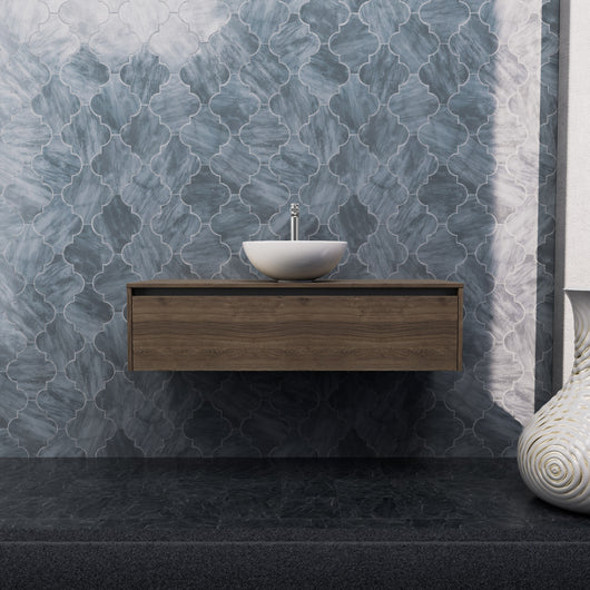 Inda - Mobile bagno L.120 con lavabo in appoggio / Rovere castano 1 cassetto - Smeraldo