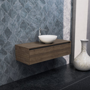 Inda - Mobile bagno L.120 con lavabo in appoggio / Rovere castano 1 cassetto - Smeraldo