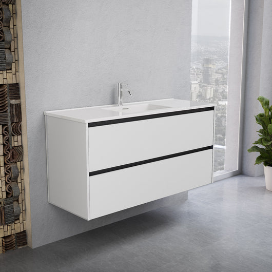 Inda - Mobile bagno L.120 con lavabo lucido / Bianco opaco 2 cassetti - Smeraldo