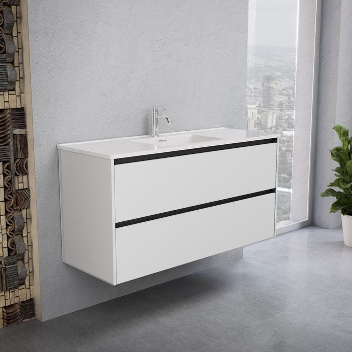 Inda - Mobile bagno L.120 con lavabo lucido / Bianco opaco 2 cassetti - Smeraldo