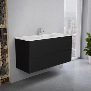 Inda - Mobile bagno L.120 con lavabo lucido / Nero opaco 2 cassetti - Smeraldo