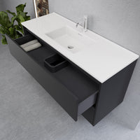 Inda - Mobile bagno L.120 con lavabo lucido / Nero opaco 2 cassetti - Smeraldo