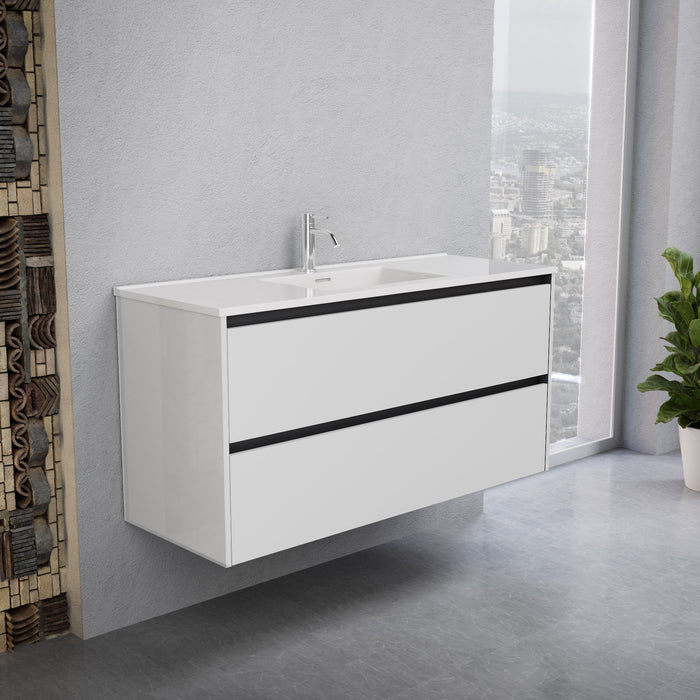 Inda - Mobile bagno L.120 con lavabo lucido / Bianco lucido 2 cassetti - Smeraldo
