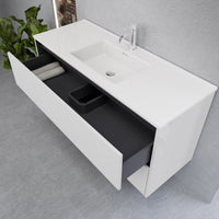 Inda - Mobile bagno L.120 con lavabo lucido / Bianco lucido 2 cassetti - Smeraldo