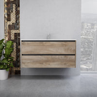 Inda - Mobile bagno L.120 con lavabo lucido / Rovere naturale 2 cassetti - Smeraldo