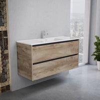Inda - Mobile bagno L.120 con lavabo lucido / Rovere naturale 2 cassetti - Smeraldo