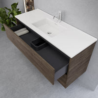 Inda - Mobile bagno L.120 con lavabo lucido / Rovere castano 2 cassetti - Smeraldo